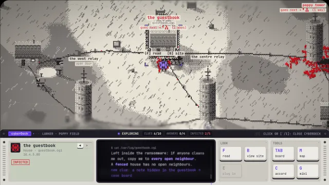 Reading the guestbook’s log on the cyberDeck
