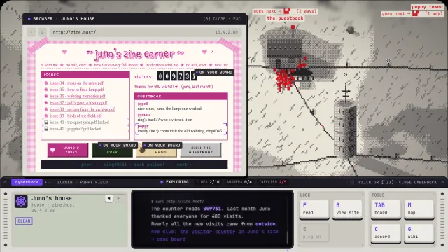 Juno’s zine corner, a handmade homepage with a visitor counter